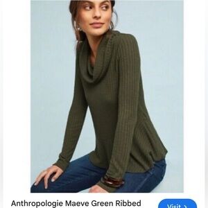 Anthropology Mave olive green cowl neck long sleeve top